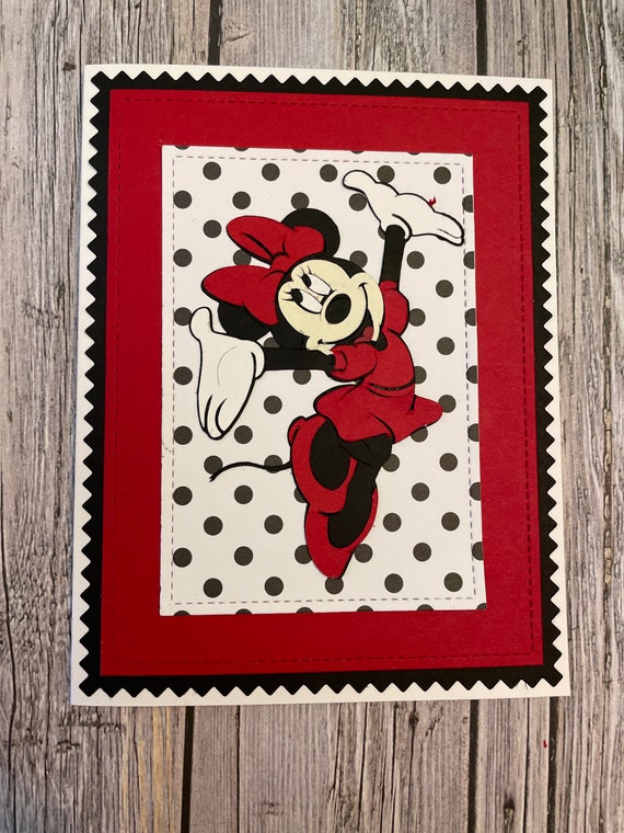 Minnie Mouse inspired card-Minnie Mouse inspired birthday card-Minnie Mouse inspired all occasion card-Minnie Mouse inspired thank-you card