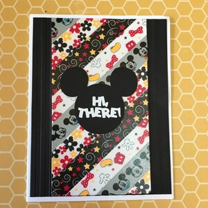 Mickey Mouse inspired hello card-Mickey Mouse inspired Hi there card- Mickey Mouse inspired card-Mousekeeping card-Mickey Mouse ears card
