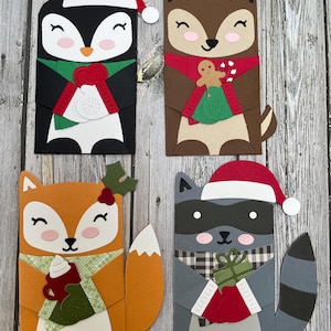 Handmade Christmas gift card holder-woodland animal gift card holder-gift card envelope-Christmas gift card envelopes-deer gift card holder