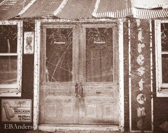 Old Gas Station in Sepia