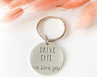 Drive Safe We Love You Keychain•Silver Keychain•Birthday Gift•New Driver Gift•Gift for teens•Teenager Gift•Gift for Him•Father’s Day Gift