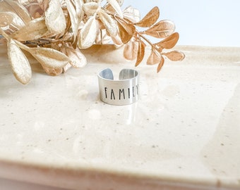 Family Ring•Silver Wide Band Ring•Silver Adjustable Ring•Family Adjustable Ring•Gift For Her•Gift for Mom•Mother’s Day Gift