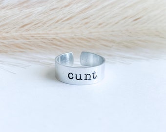 Silver Cunt Ring•Silver Adjustable Ring•Unisex Ring•Funny Ring•Cunt Gift•Cunt Jewelry•Funny Gift•Gift for her•Galentine’s Day Gift