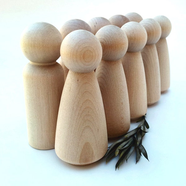 Wooden Peg Dolls / 5 Sets of Bride and Groom / 5 Grandma and 5 Grandpa Peg People / Wedding Cake Topper / Unfinished Maple Ready to Paint