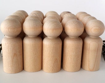 Wooden Peg Dolls / 20 Boys / Brothers Peg People / Waldorf / Unfinished Maple Ready to Paint / Twenty Boys