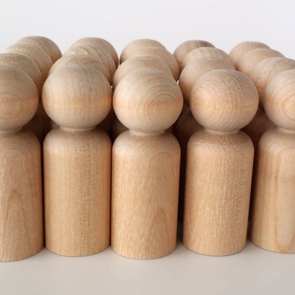 Wooden Peg Dolls / 20 Boys / Brothers Peg People / Waldorf / Unfinished Maple Ready to Paint / Twenty Boys