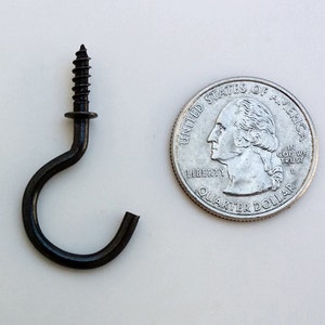 1 Inch / Pkg of 20 Mug Hooks / 1" Cup Hooks / Key Hooks / Screw Hooks / DIY Jewelry Hooks / Antique Black