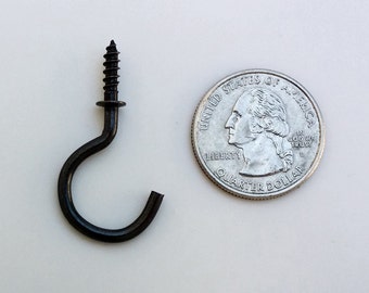 1 Inch / Pkg of 20 Mug Hooks / 1" Cup Hooks / Key Hooks / Screw Hooks / DIY Jewelry Hooks / Antique Black