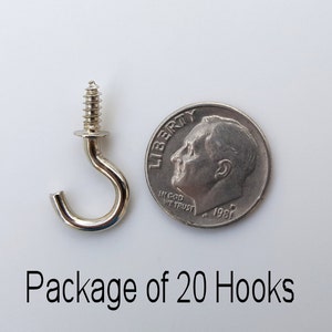 0.5 Inch Nickel / Pkg of 20 Small Key Hooks / 1/2" Screw Hooks / DIY Jewelry Hooks / Nickel / 1/2 Inch