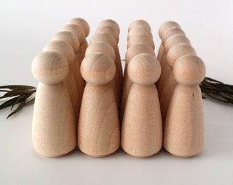 Wooden Peg Dolls / 20 Girls / Sister Peg People / Waldorf / Unfinished Maple Ready to Paint