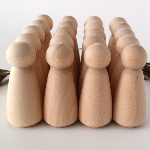 Wooden Peg Dolls / 20 Girls / Sister Peg People / Waldorf / Unfinished Maple Ready to Paint