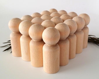 Unfinished Maple Peg Dolls: Waldorf Style, Ready to Paint (20 Dads)
