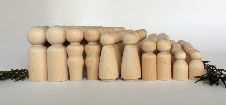 100 Wooden Peg Dolls 20 Families of 5 Peg People Waldorf Unfinished Maple Ready to Paint Twenty Families of Five