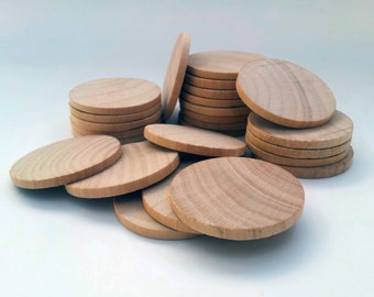 25 Unfinished Wooden Circles: 1.5" DIY Wedding Favors
