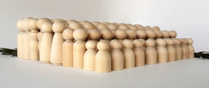 100 Wooden Peg Dolls 20 Families of 5 Peg People Waldorf Unfinished Maple Ready to Paint Twenty Families of Five