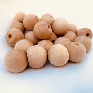 3/4" Diameter Knob Balls - Qty of 25, 50 0r 100 - Unfinished, Solid Wood Balls with 1/2" Flat surface with 3/16" Hole - Small Doll Heads