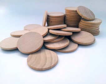 Qty of 50 / 1.5" Wooden Circles Round Discs - 1/8" thick - Make Memory Match Game Pieces - Wedding Favors DIY Unfinished Ready to Paint