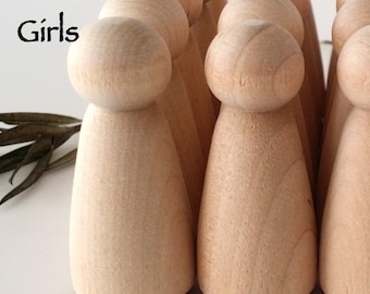 100 Wooden Girl Peg Dolls / 100 Girls / Sister Peg People / Waldorf / Unfinished Maple Ready to Paint / 100 Sisters