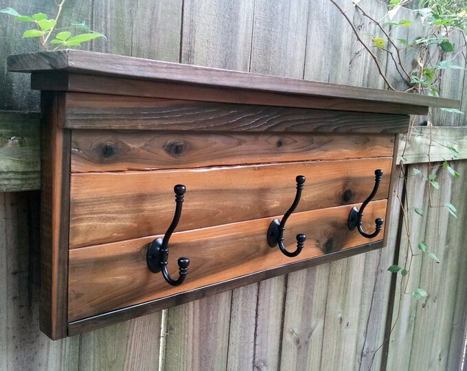 Cedar Coat Rack With 3 Hooks/ Rustic / Weathered / Wall Etsy