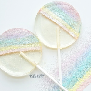 Paletas arcoíris pastel, recuerdos arcoíris, paletas de caramelo duro, paleta de caramelo, paletas brillantes, paletas, recuerdos de fiesta arcoíris (6 unidades)