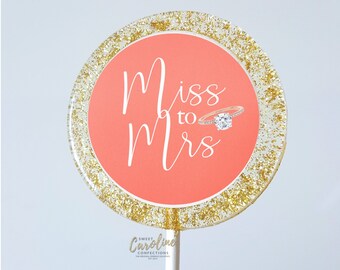 Peach and Gold Bridal Shower Lollipops, Wedding Favors, Wedding, Wedding Favors for Guests, Bridesmaid Gift, Wedding Gift, Candy  6/Set