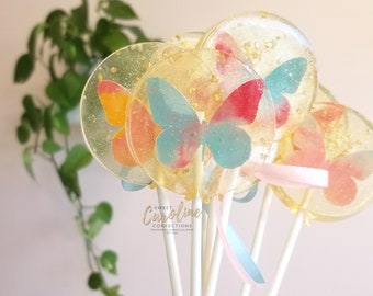 Butterfly Lollipops, Butterfly Birthday Party, Butterfly Sparkle Lollipops, Butterfly Party Favors, Sparkly Butterflies, Set of 6 Lollipops
