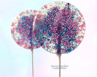 Hot Pink+Navy Sparkle Lollipops, Birthday Candy, Birthday Lollipops, Guest Favors, Lollipop Favors, Birthday Favors, Sparkle Lollipops 6/Set