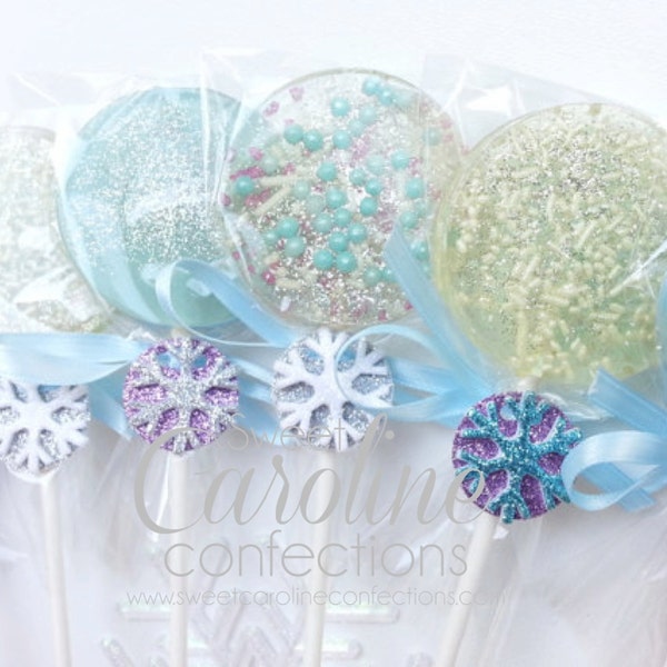 Frozen Lollipops, Frozen Lollipops, Snowflake Lollipops, Frozen Themed, Party Favors, Lollipops, Sweet Caroline Confections-6/Set