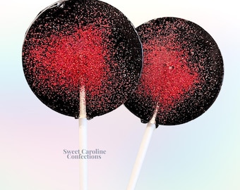 Paletas rojas y negras, temática de Spiderman, dulces de Halloween, recuerdos de boda, recuerdos de Halloween, paletas, Sweet Caroline Confections, paquete de 6.