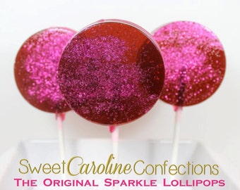 As Seen in BRIDES MAGAZINE-Black Cherry Lollipops,  Hard Candy Lollipops-Party Favors, Candy -6/Set