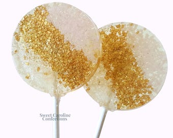 Pink Gold Ivory Lollipops, Wedding Favors, Wedding Lollipops, Bridesmaid Gift, Wedding Gift, Candy, Sparkle, Glitter, Bridal Party 6/Set