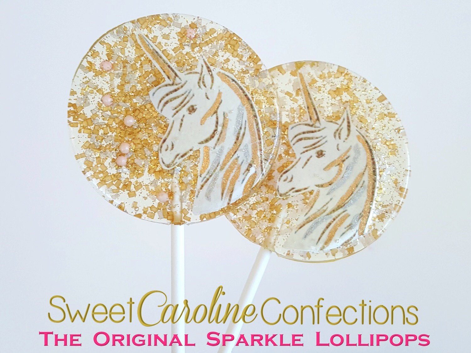 Unicorn Lollipops Gold Silver Light Pink Lollipops Unicorn Etsy