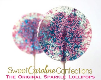 Blue and Pink Lollipops, Candy, Wedding Favors, Party Favors, Lollipops, Candy Lollipops, Sweet Caroline Confections-6/Set