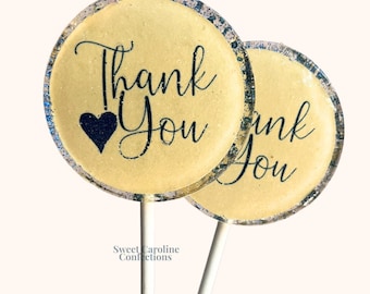 Thank You Lollipops, Elegant Thank You Gift, Anniversary Favors, Wedding Favors, Wedding Lollipops, Birthday Favors, Appreciation Gift 6/Set