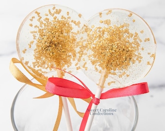 Gold Wedding Lollipops, Gold Favors, Wedding Favors, Wedding Candy, Wedding Lollipops, Bridesmaid Gift, Wedding Gift, Bridal Party 6/Set