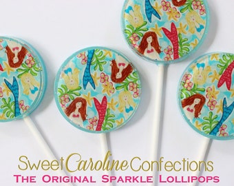 Mermaid Lollipops, Under the Sea, Mermaid Party, Sweet Caroline Confections, Sparkle Lollipops, Wedding Lollipops-6/Set
