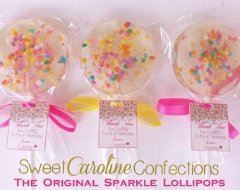 Celebration Lollipops, Hard Candy Lollipops, Party Favors, Candy, Sparkly Candy, Sweet Caroline Confections-6/Set