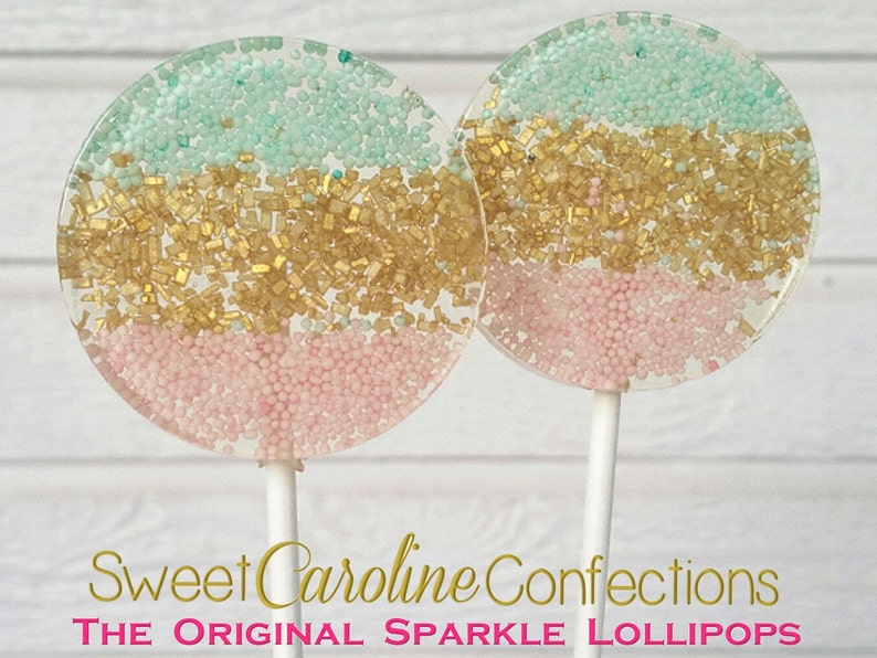 Pink Gold Aqua Lollipops Ombre Sparkle Lollipops Wedding Etsy