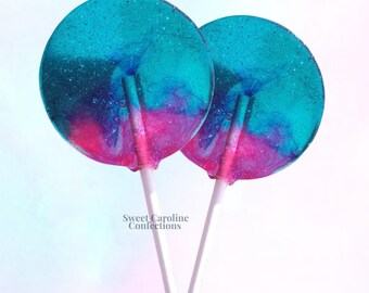 Lecca lecca scintillanti Miami Watercolor, lecca lecca blu e rosa, lecca lecca scintillanti, festa a tema spiaggia, lecca lecca sirena, festa unicorno, set da 6