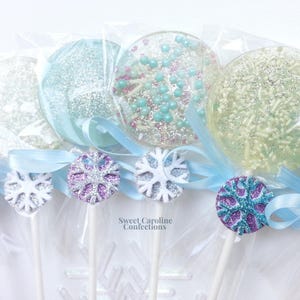 Frozen Lollipops, Frozen Lollipops, Snowflake Lollipops, Frozen Themed, Party Favors, Lollipops, Sweet Caroline Confections, Sparkle 6/Set
