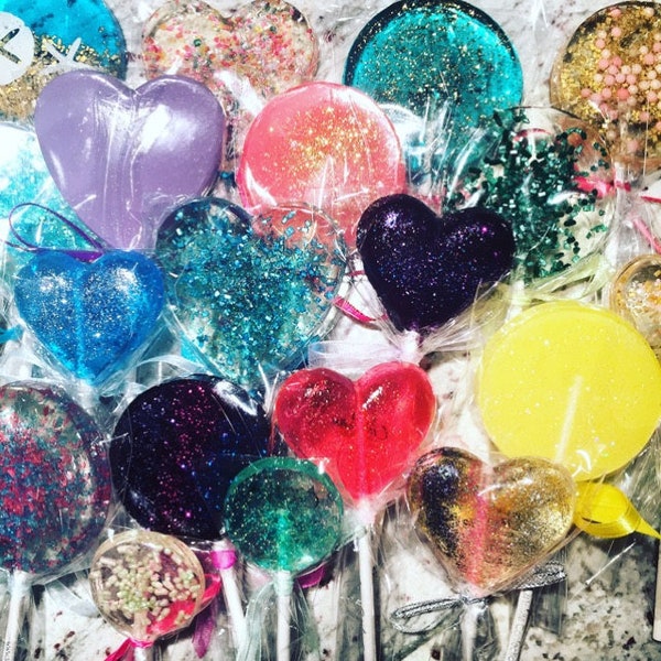 10 Sparkle Lollipop Variety Set, Sample Designs and Flavors, Sample Set, Sparkle Lollipops, Sweet Caroline Confections, Wedding Favors