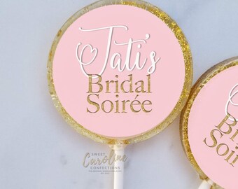 Light Pink and Gold Bridal Shower Lollipops, Wedding Favors, Wedding, Wedding Favors for Guests, Bridesmaid Gift, Wedding Gift, Candy  6/Set