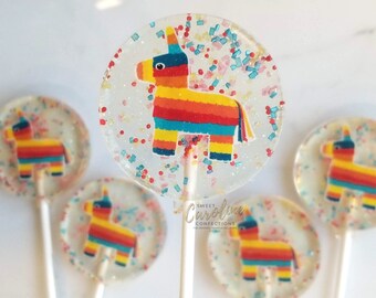 Piñata Lollipops, Cinco de Mayo Candy, Cinco de Mayo Favors, Mexican Candy, Lollipops, Sparkle Lollipops, Sweet Caroline Confections-6/Set