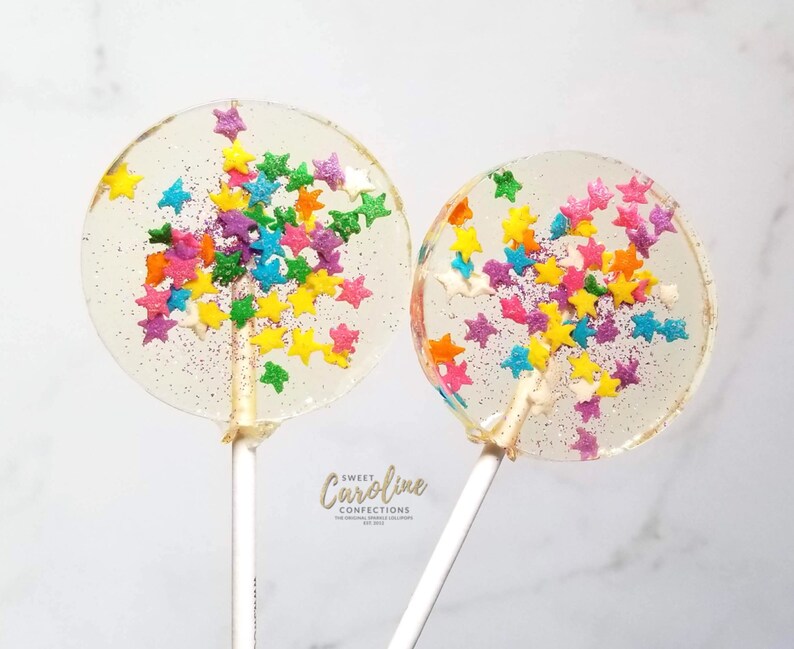 Celebration Lollipops Star Lollipops Confetti Lollipops Etsy