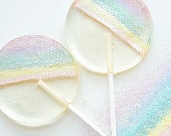 Pastel Rainbow Lollipops, Hard Candy Lollipops, Candy Lollipop, Sparkle Lollipops, Lollipops, Sweet Caroline Confections-6/Set
