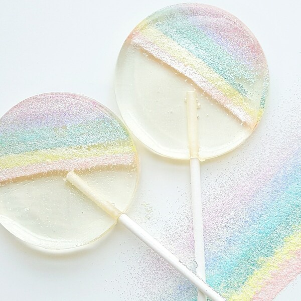 Pastel Rainbow Lollipops, Hard Candy Lollipops, Candy Lollipop, Sparkle Lollipops, Lollipops, Sweet Caroline Confections-6/Set