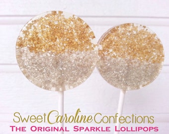 Gold and Silver Lollipops, Gold and Silver Favors, Wedding Favors, Lollipops, Metallic Favors, Gold Candy, Sweet Caroline Confections-6/Set