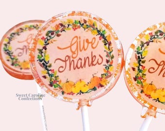 Piruletas de Acción de Gracias, Piruletas de Agradecimiento, Piruletas de Caramelo, Piruletas Brillantes, Dulces Caroline Confections - Juego de 6