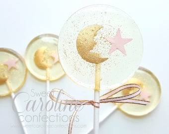 Star and Moon Baby Shower Lollipops, Star Party, Twinkle Twinkle, Candy Lollipops, Candy, Sparkle Lollipops, Sweet Caroline -6/Set