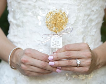 Gold Wedding Favors, Gold Lollipops w/ Custom Tags, Gold Wedding Favors, Love is Sweet, Gold Favors, Sweet Caroline Confections-6/Set